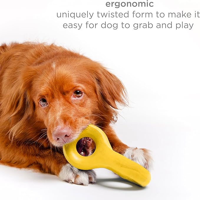 Ubbi Chomp Dog Chew Toy for Medium to Large Dogs, Durable Natural Rubber Interactive Bouncing Toy for Aggressive Chewers, Dishwasher Safe, Yellow