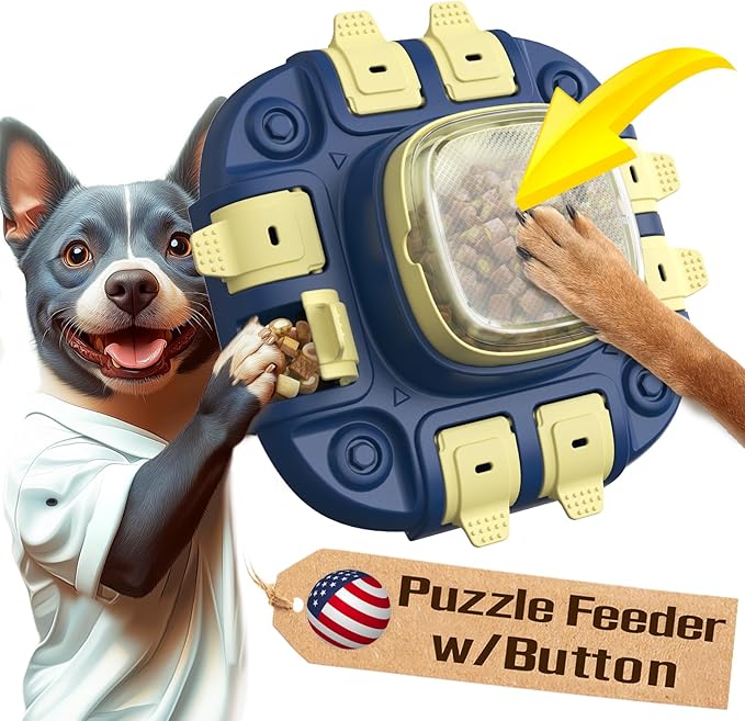 KADTC 2 Levels of Challenge Dog Puzzle Feeder Toy U.S. Brand,Design Push-to-Release Treat Dispenser for Small Medium Large Dogs Boredom Buster Puppy Mental Stimulation Enrichment Feeding Puzzles Toys