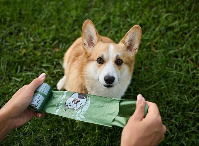 Compostable Dog Poop Bags 120 Count with Dispenser – Extra Thick Lavender Scented Pet Waste Bags, Leak Proof, Eco Friendly, Plastic Free Core, Biodegradable Dog Poop Bag Refills by Balomi Paws