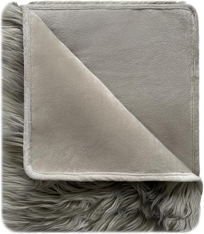 Waterproof Dog Blanket for Small, Medium & Large Dogs – Faux Fur Pet Throw for Couch, Sofa, Bed & Car – Soft, Washable, Stain-Resistant, Durable Cover – Grey – 60" x 50"