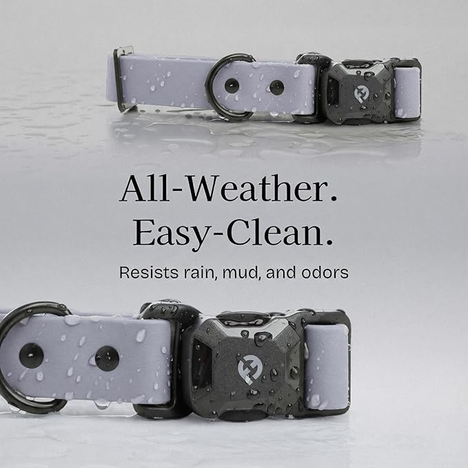 2026 New Edition, Fei & Eve PVC MagEase Dog Collar - Patented Magnetic Buckles | Fur-Safe | 450LB Escape-Proof | Adjustable Fit | Large (Twilight Gray)