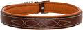 Exion Geniun Leather Dog Collar Designer Stitched Soft Leather Padded- Suitable for Small Medium Large X-Large Dogs for Walking Running- Oak Brown with Conker Padding