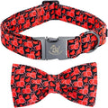 Elegant little tail Valentine's Dog Collar - Red Heart Dog Collars Bowtie Pet Collars with Sturdy Metal Buckle Puppy Adjustable Collar for X-Large Dogs