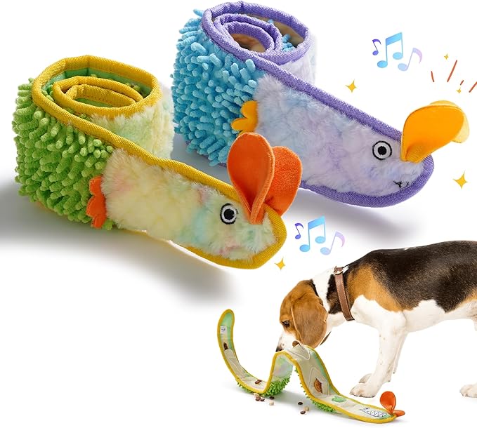 Nocciola EEL Squeaky Dog Toy, Tough No Stuffing Toy for Tug of War, Puppy Interactive Puzzle Fun to Keep Them Busy, Cognitive Crinkle Dog Toy for Large Medium Small Breed, Blue&Yellow