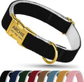 Personalized Dog Collar with Gold Metal Buckle, Velvet Custom Dog Collars for Small, Medium & Large Dogs – Puppy Collars with Metal Buckle, 4 Sizes, 8 Colors (Black, S, 9"-12")