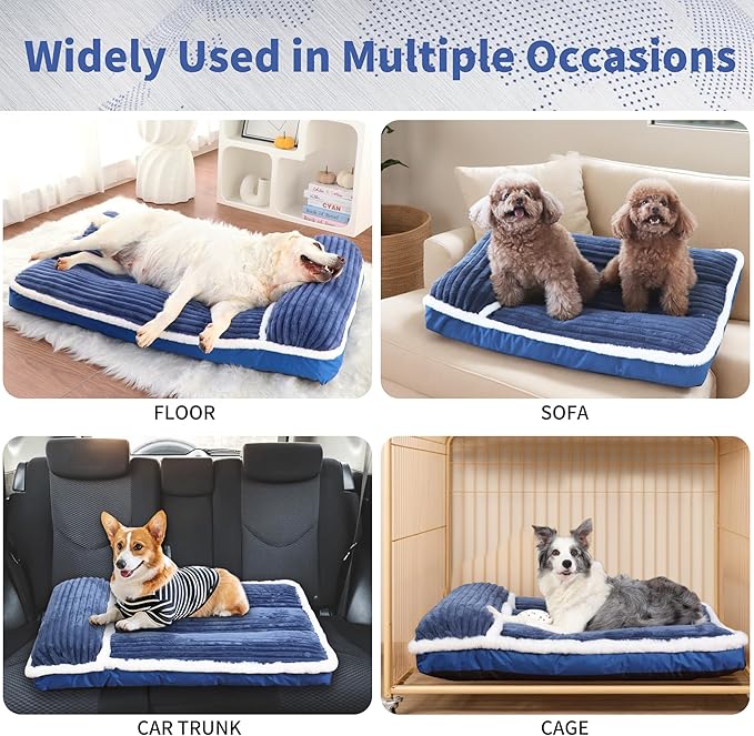 KHONSU PET Dog Bed with Pillow 4in Orthopedic Pad for Large Dogs up to 110 lbs Waterproof Removable Cover Machine Washable for XXL Dogs