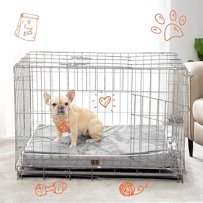 EHEYCIGA Waterproof Dog Bed Orthopedic 35"x23", Memory Foam Pet Bed for Larged Size Dogs, Washable Pet Mat with Removable Cover, Grey
