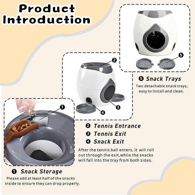ABULL Interactive Dog Puzzle Toy - Drop The Ball to Get Treats, 2-in-1 Treat Dispenser & Slow Feeder for Healthy Eating, Keep Them Busy and Stop Boredom, Fun and Durable for All Breeds (Gray)