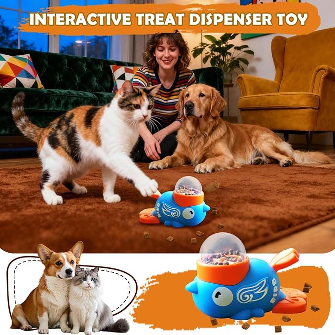 Dog Treat Toy - Interactive Puzzle Slow Feeder,Dog Food Treat Feeding Dispenser,for Puppy Kitten Small Medium Breed Training Boredom Travel Home Indoor