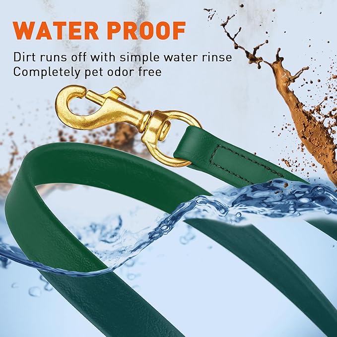 Viper Biothane K9 Working Dog Leash Waterproof Lead for Tracking Training Schutzhund Odor-Proof Long Line with Solid Brass Snap for Puppy Medium and Large Dogs, 10ft Hunter Green