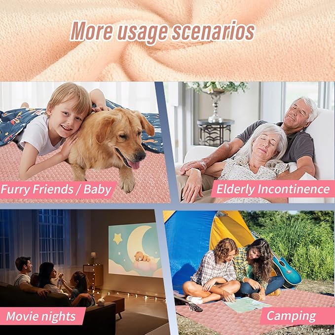 Water Resistant Blanket for Bed, 80"x90" Leakproof & Pet Friendly - King Size Waterproof Blanket, Reversible Large Water Resistant Throw (Peachy Pink/Peach Cream)