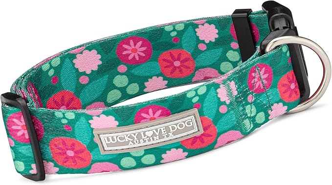 Lucky Love Dog Wide Dog Collar - Adjustable, Durable, Soft Webbing, & Comfortable 1.5 inch Wide Collar for Dogs Male and Female with Strong Buckle - Penny, X-Large