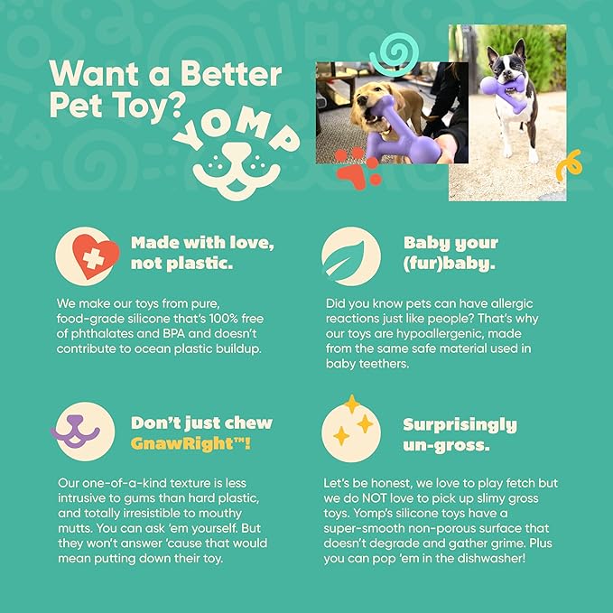 Yomp FunnyBone Wish Bone Dog Chew Toy – Interactive Teething Toy for Puppies, Soft, and Medium Chewers – Pet-Safe, Non-Toxic Silicone Chew Bone