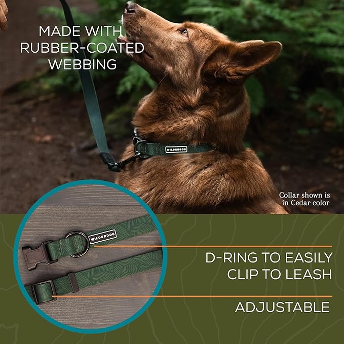 Wilderdog Waterproof Dog Collar - Repels Water & Dirt - Small 11"-15" - Cedar