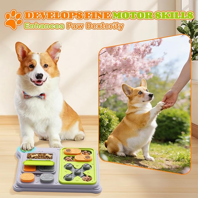Interactive Dog Toys Slow Feeder, Dog Puzzle Toy for IQ Training & Mental Stimulation, Easy to Clean Detachable Tray Non-Slip Base, Enrichment Toys for Small Medium Dogs, Green