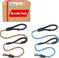 Two 6 Foot Dog Leashes, Bundle Pack (Brown, Blue) - Roam Gear