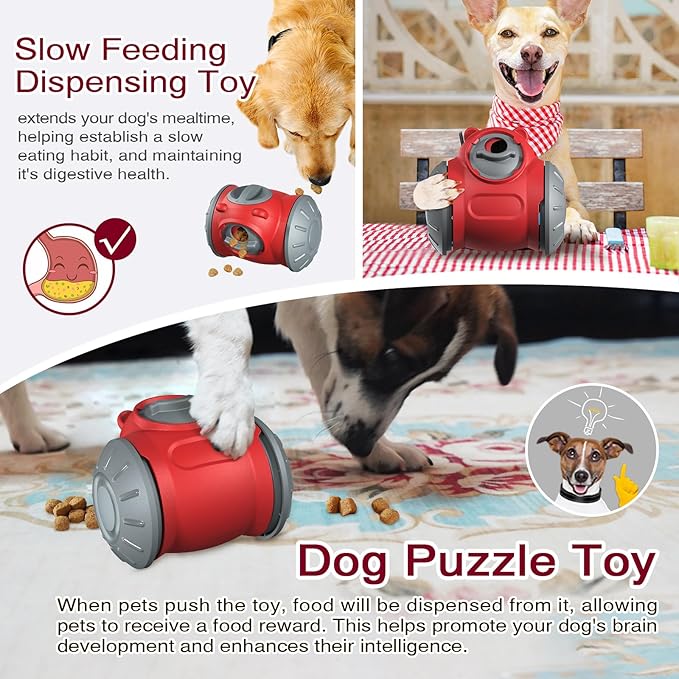 Interactive Dog Toy, Treat Dispenser Toy, Adjustable Food Dispenser, Slow Feeder for Small and Medium Dogs