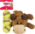 KONG Cozie Marvin Moose & SqueakAir Balls (3 Pack) - Dog Fetch & Chew Toys for Fun - Soft Toy Moose for Indoor Play - Durable Dog Toy Balls for Outdoor Play - for Small Dogs