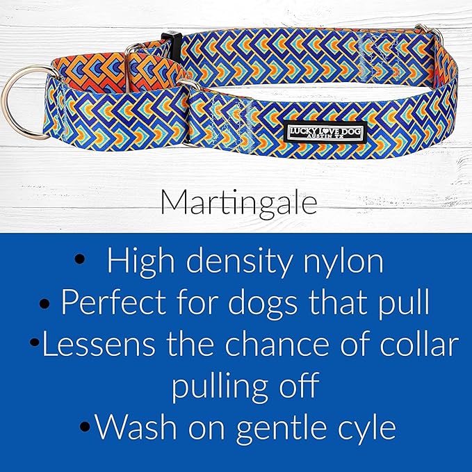 Lucky Love Dog Wide Martingale Dog Collar - No-Slip, Durable, & Soft Webbing 1.5 inch Martingale Collar for Dogs Male and Female Ideal for Training & Walking - Murphy, X-Large
