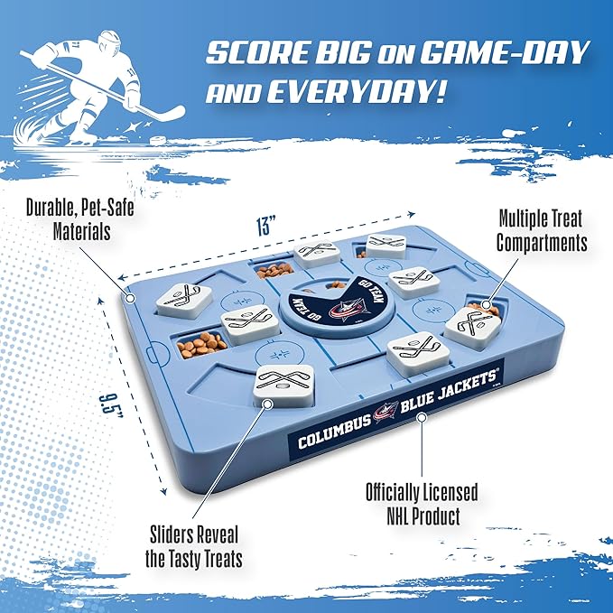 Pets First NHL Columbus Blue Jackets Large Puzzle Toy, New Size, Interactive Dog Treat & Slow Feeding Toy