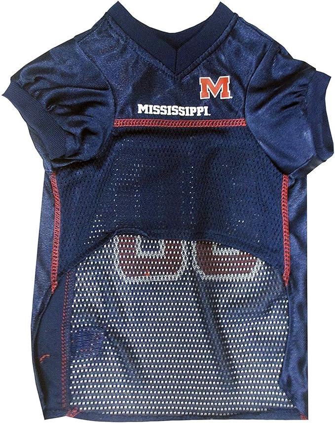 Pets First NCAA College Mississippi Ole Miss Rebels Mesh Jersey for DOGS & CATS, Large. Licensed Dog Jersey with your Favorite Football/Basketball College Team