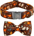 Elegant little tail Halloween Dog Collar, Ghosts Print Pumpkin Pet Collars with Bow Puppy Collar Bowtie Female or Male Cotton Adjustable Collars for Small Medium Large Dogs