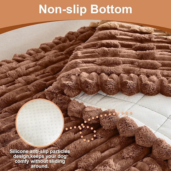 Couch Cover for Dogs, Non Slip Fuzzy Pet Couch Covers for Sofa,Pet Friendly Dog Mat for Couches and Sofas,Thick Soft Sofa Slipcovers Cushion Protector(Light Coffee, 28" x 83"/70 x 210cm)