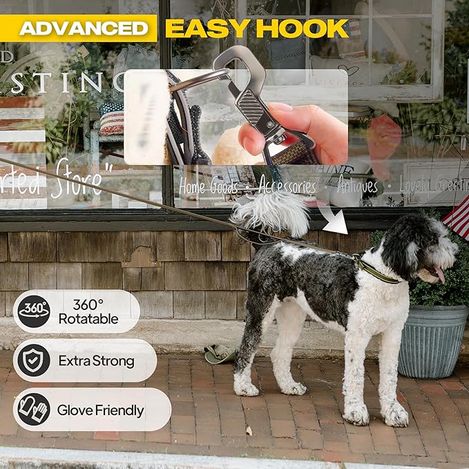 Fida 4 FT Heavy Duty Dog Leash with 2 Comfortable Padded Handles, Traffic Handle & Advanced Easy Snap Hook, Reflective Walking Lead for Large, Medium & Small Breed Dogs, Brown