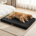 Patas Lague Orthopedic XL Dog Bed Large Sized Dog 42''X28'', Waterproof Soft Comfortable Egg Crate Foam Large Pet Beds Crate Mat with Removable Washable Cover and Nonskid Bottom, Black
