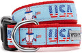 THE WORTHY DOG Collar for Small Dogs, Adjusts 6-12 inches, Durable Nylon Webbing, Quick Release Buckle, Uncle Sam Gnome Pattern, Red/White/Blue, X-Small