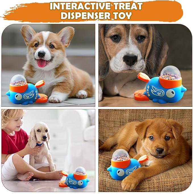 Dog Treat Dispenser Toy - Interactive Puzzle Slow Feeder,Dog Food Treat Feeding Dispenser - for Puppy Kitten Small Medium Breed Training Boredom Travel Home Indoor