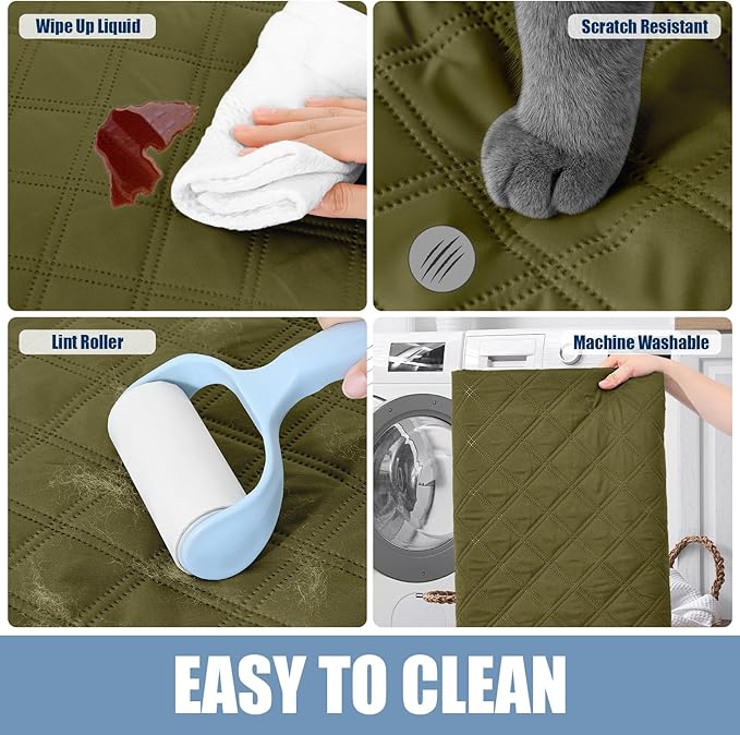 Smiry Waterproof Dog Bed Cover Pet Blanket, Soft Washable Dog Blanket for Furniture Bed Couch Sofa Reversible, Checkered (40"x50", Green/Navy)