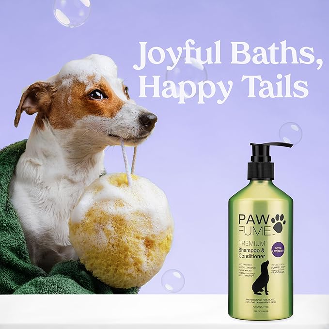 PAWFUME Dog Shedding Shampoo and Conditioner, Royal Lavender, 2-Pack – Nourish & Detangle for Silky Soft Coat – Probiotic, Deep-Cleaning, pH-Balanced – Salon-Quality Shedding Shampoo for Dogs