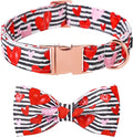 Lionet Paws Valentines Dog Collar with Bowtie, Dog Bowtie Collar with Metal Buckle for Dogs, Adjustable Comfortable Dogs Collars Girl Boy Hearts, S, Neck 10-16 in