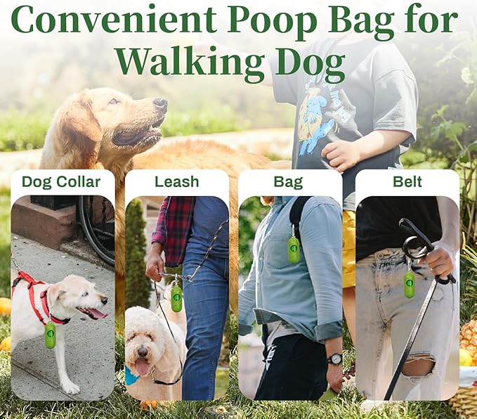 270 Counts Dog Poop Bags Rolls with Dispenser & Leash Clip, Scented Poop Bags for Dogs Waste, Extra Thick & Leak Proof for Poop Doggie Puppy Pet Waste, 9" x 13", Green