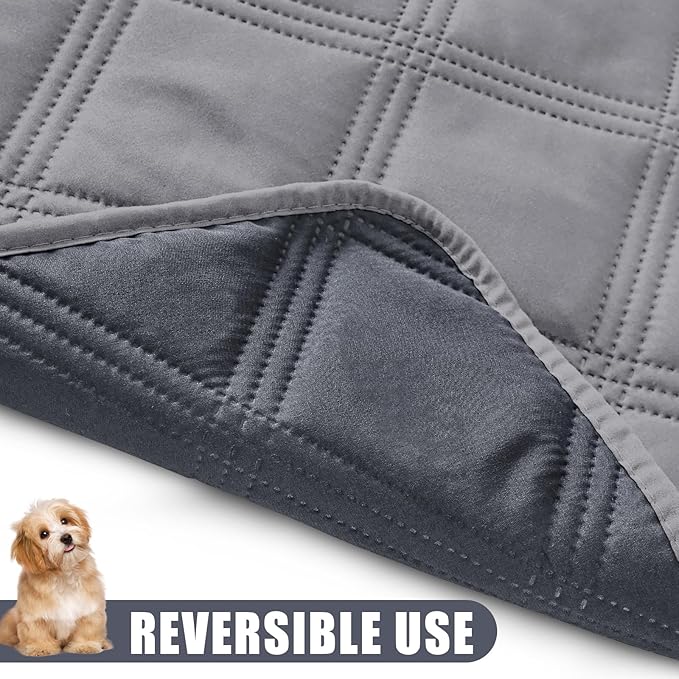 Smiry Waterproof Dog Bed Cover Blanket 30x70, Soft Reversible Pet Blanket, Washable Leakproof Cats Dogs Couch Cover for Sofa, Couch, Furniture, Lattice, Grey/Dark Grey (Pack of 2)