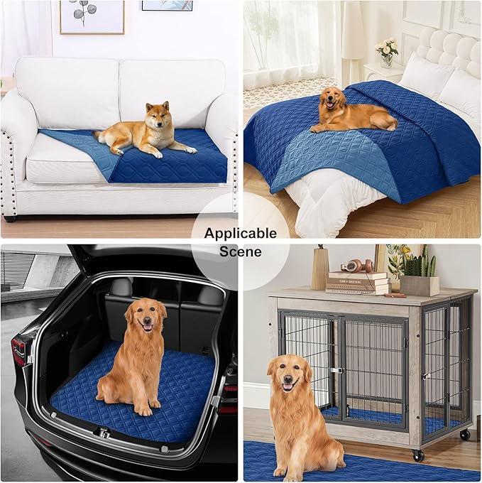 Smiry Reversible Waterproof Couch Covers for Sofa, Washable Dogs Pet Couch Covers for 3 Cushion Sofa Pet Friendly, Water Resistant Furniture Protector Slipcover, Geometric (82"x82", Navy/Blue)