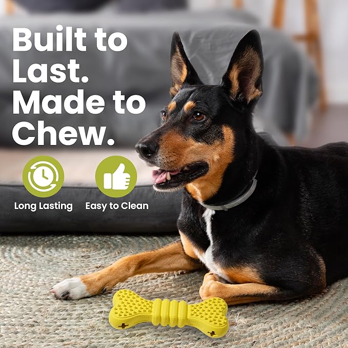 PAWSPIK Treat Dispensing Dog Chew Toy, Interactive Bone Puzzle for Mental Stimulation & Dental Health, Natural Rubber Chew Toy for Small to Medium Dogs