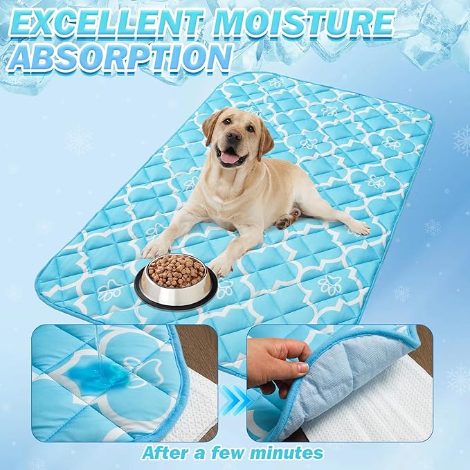 EXPAWLORER Dog Cooling Mat-28.3''*47.2'' Upgraded Extra Large Cooling Pad for Dog Dogs Cats Pets in Summer Keep Cool,Washable,Non-Slip Blanket for Grate Sofa Bed Outdoor