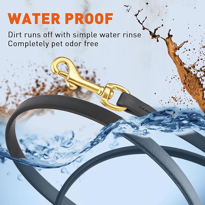 Viper K9 Biothane Working Dog Leash Waterproof Lead for Tracking Training Schutzhund Dog Sport & Search - Odor-Proof Long Line with Solid Brass Snap for Puppy Medium and Large 1/2" x 15ft Black