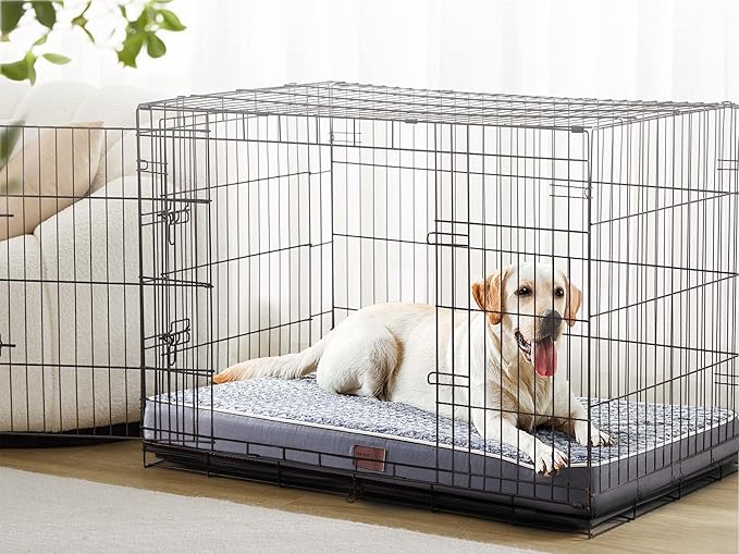 Figopage Orthopedic Dog Beds Large Sized Dog, Memory Foam Dogs Bed with Removable Cover, Washable Pet Mat Non-Slip Bottom, Waterproof Pet Crate Pad, 50×36, Grey