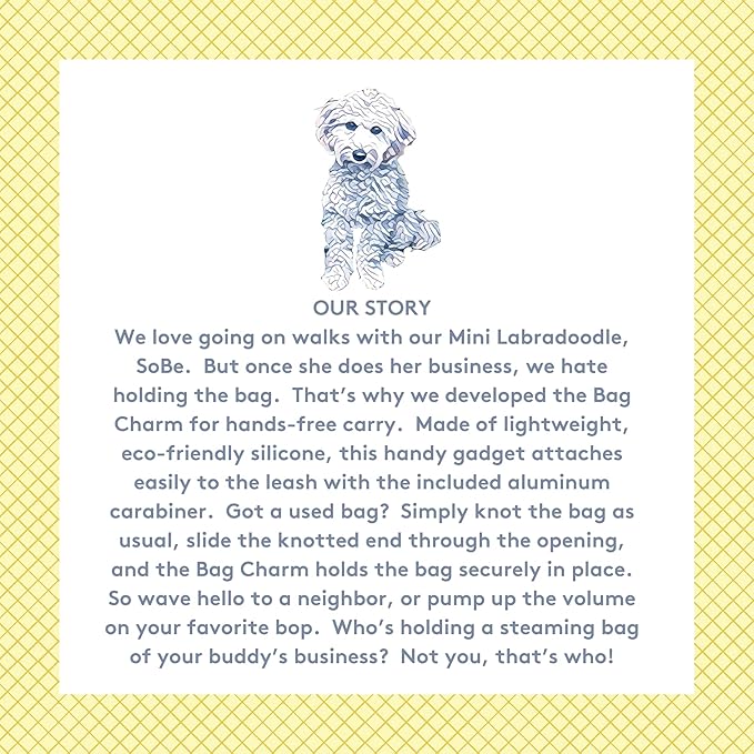 Dog Poop Bag Holder Charm Duo – Hands-Free Carry of Used Poop Bag, Durable Eco-Friendly Silicone Dog Walking Accessory with Carabiner Clip, Azure & Sea Glass – 2 charms included