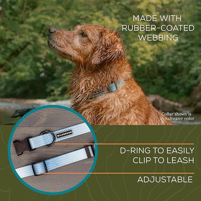 Wilderdog Waterproof Dog Collar - Repels Water & Dirt - Large 17"-24" - Saltwater