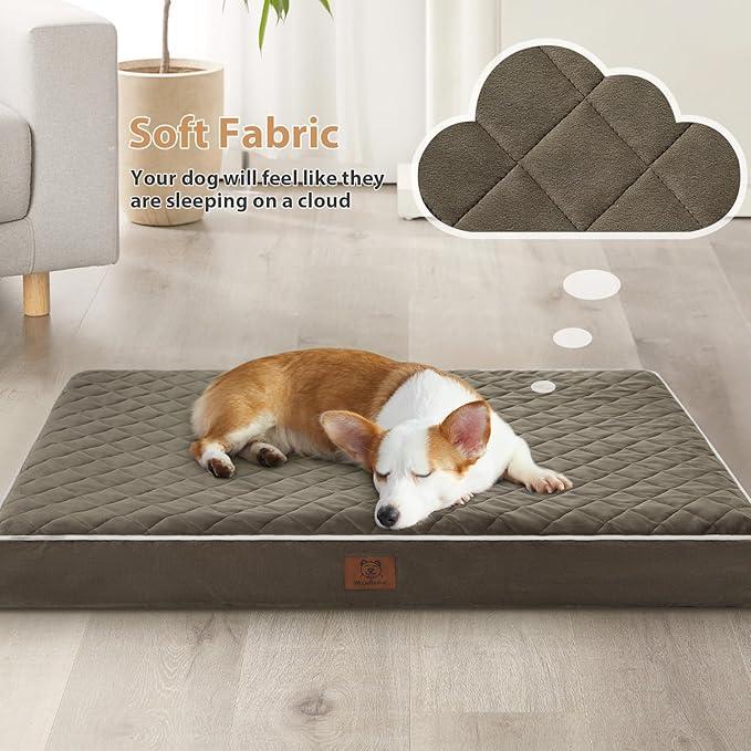 WNPETHOME Orthopedic XL Dog Bed for Crate, Waterproof Extra Large Dogs Bed with Removable Washable Cover, Multi-Needle Quilting Dogs Crate Bed