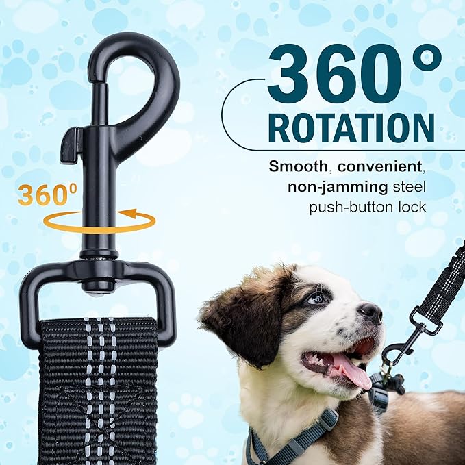 Hands Free Dog Leash with Waist Belt – No-Pull Bungee, Dual Padded Handles & Zipper Pouch for Running, Walking & Training – Adjustable Waist Leash for Large & Medium Dogs