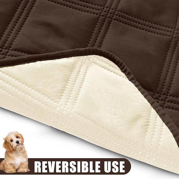Smiry Waterproof Dog Bed Cover Blanket 40x70, Soft Reversible Pet Blanket, Washable Leakproof Cats Dogs Couch Cover for Sofa, Couch, Furniture, Chocolate/Beige
