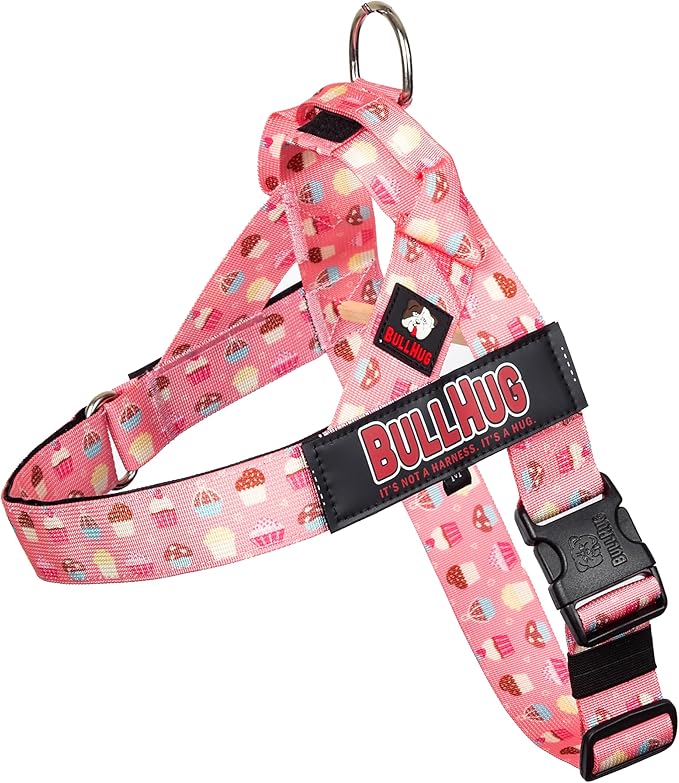 BULLHUG Adjustable Dog Harness– No Pull, No Choke – for English Bulldogs, French Bulldogs, Pugs & Broad-Chested Breeds – Easy, Safe Walks (Cups, XL)