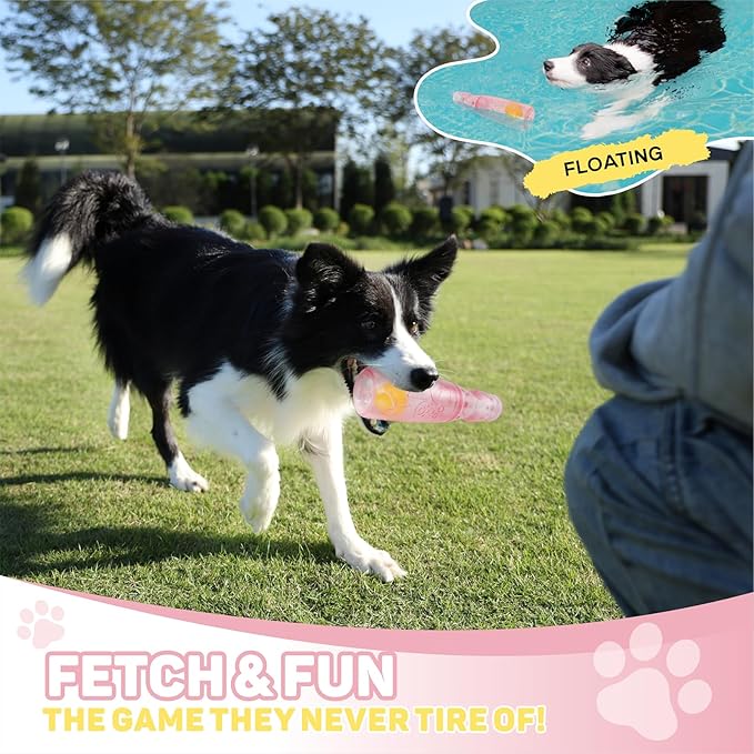 TagME Interactive Squeaky Dog Toys, 3-in-1 Fun with Squeaker, Tennis Ball and Treat Dispenser, Chew Toys for Medium Dogs and Fetch Lovers - Pink
