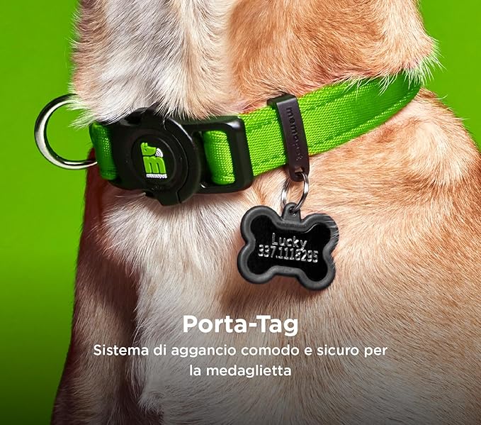 MyFamily Adjustable Polyester Dog Collar Made in Italy, Your Dog's Master Data Always with You, Comfortable and Durable, Handmade, Memopet Collection