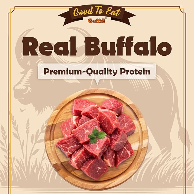 Gootoe Buffalo Dog Treats, Buffalo Bites Bone Shaped, Natural Low-Fat Chews for Training & Rewards, Limited Ingredient, 1.5 lb Resealable Bag, Puppy Treats for Small Dogs & Puppies (Pack of 3)